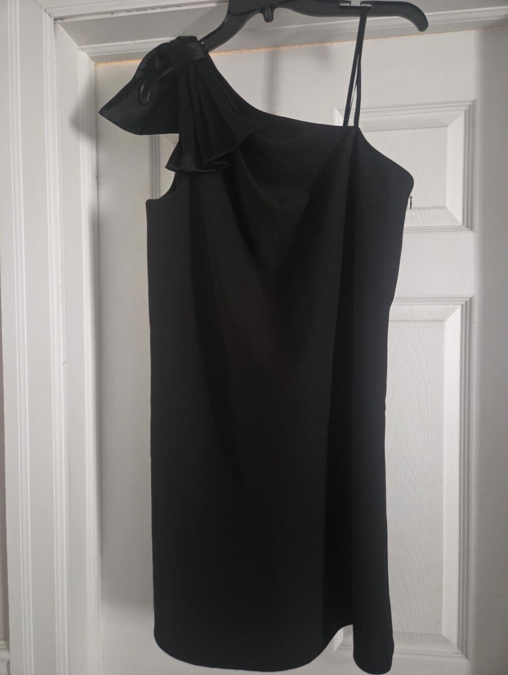 Aidan Mattox Black One-Shoulder Dress with Ruffle Bow